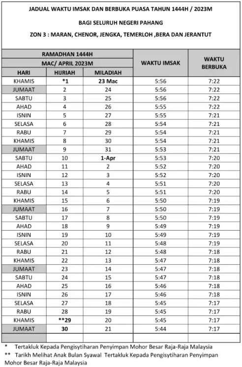 Jadual Waktu Berbuka Puasa 2024 Pahang Blog Rojak