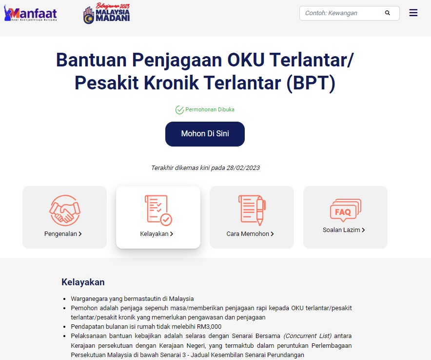 Bantuan RM500 Sebulan Penjagaan OKU Terlantar / Pesakit Kronik Terlantar (BPT) - JKM