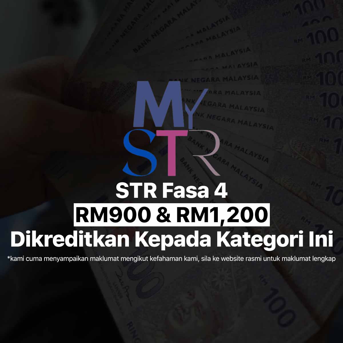 Bantuan STR Fasa 4 RM900 & RM1,200 Dikreditkan Kepada Kategori Ini. Senarai Penuh Penerima