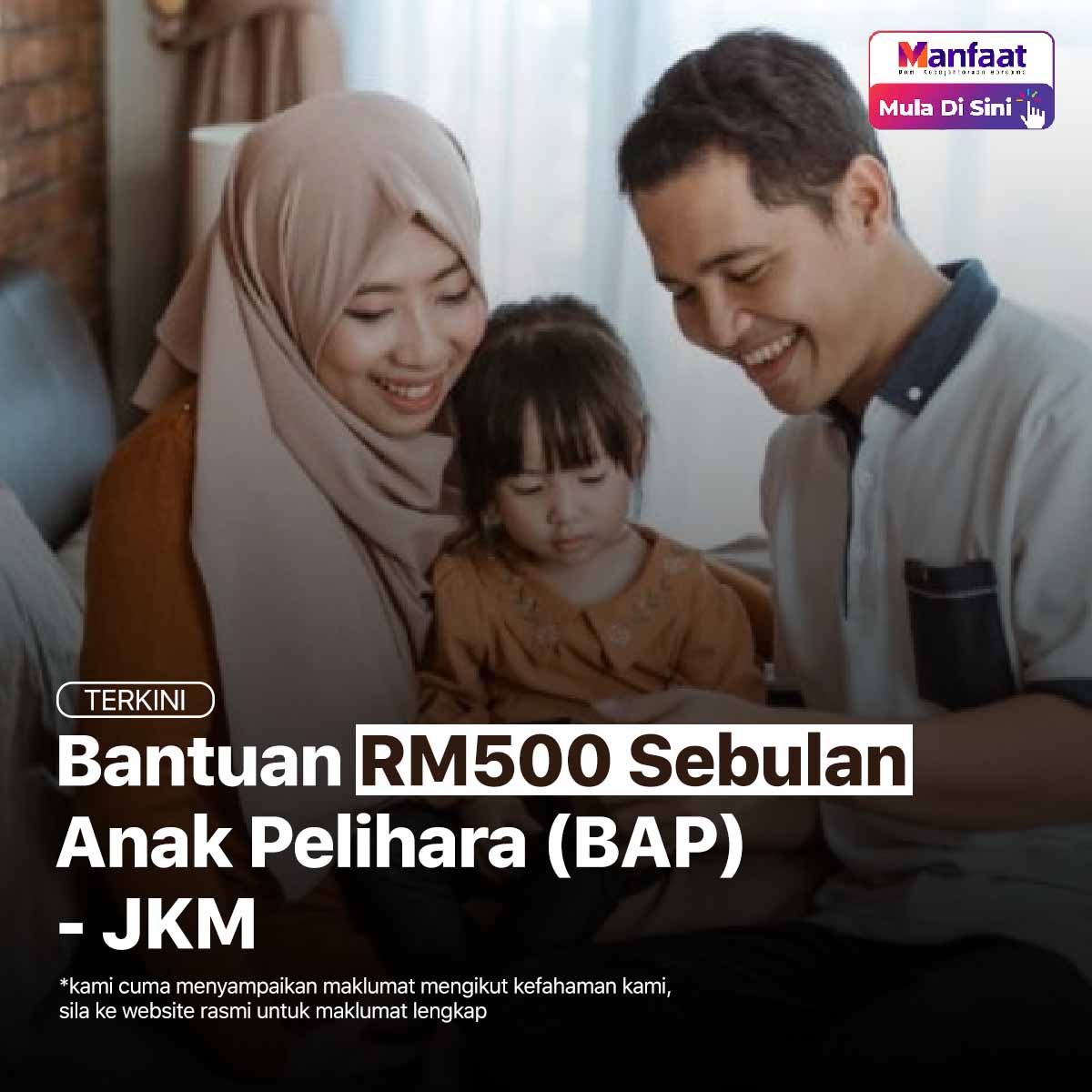 Bantuan RM500 Sebulan Untuk Anak Pelihara (BAP) - JKM