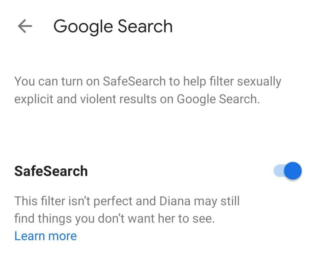 Tapisan carian google menggunakan Safe Search