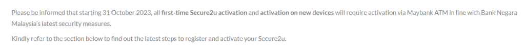 Makluman secure2u terbaru dari pihak Maybank