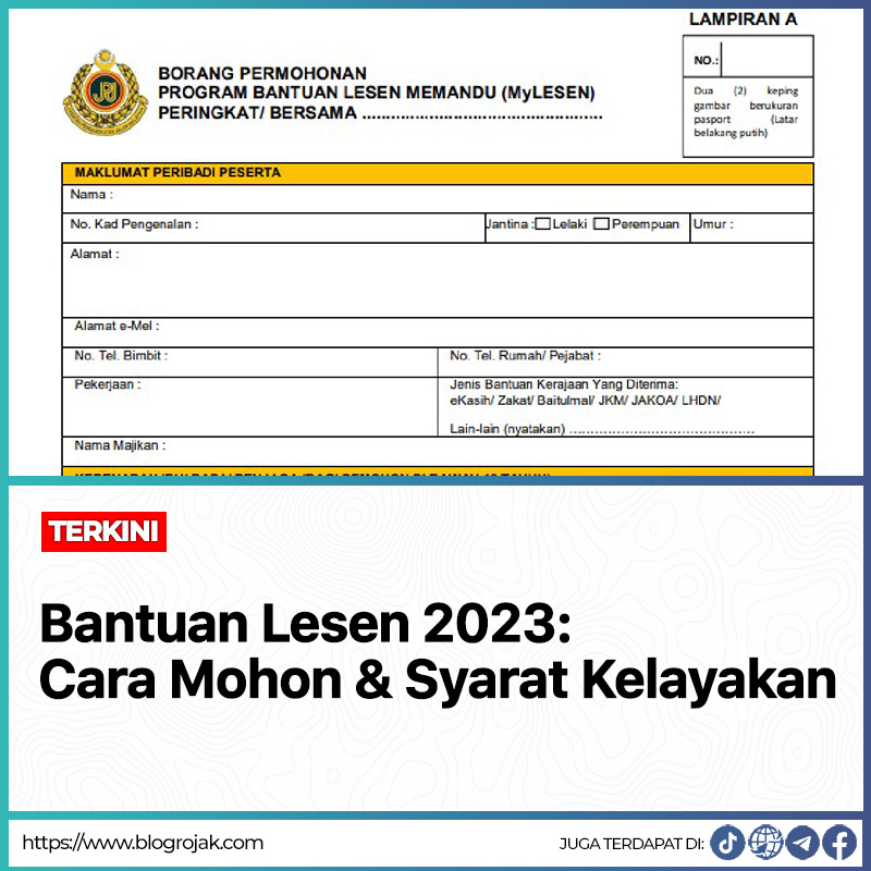 Bantuan Lesen 2023: Cara Mohon & Syarat Kelayakan