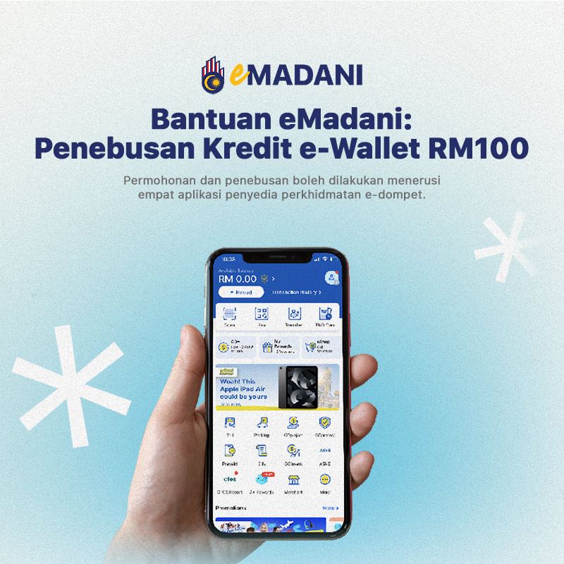 Bantuan eMadani: Penebusan Kredit e-Wallet RM100 Bermula 4 Disember 2023