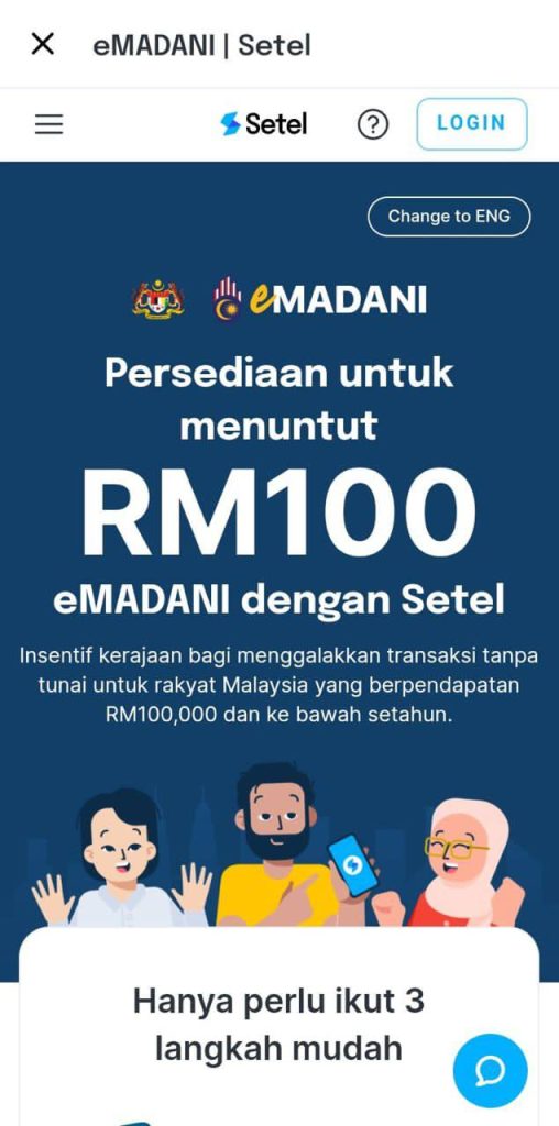 eMadani Setel : Cara Daftar Dan Tebus e-Wallet RM100