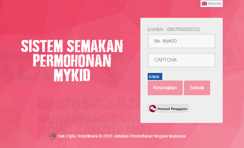 Semakan Status MyKid Online 2023