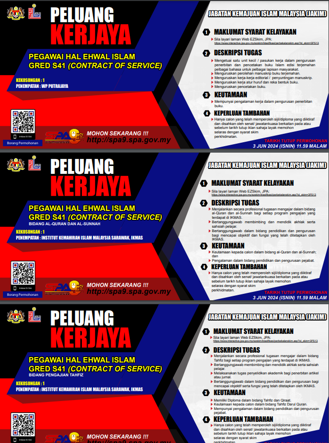 Jawatan Kosong JAKIM : Kelayakan STAM Diploma, Ijazah Sarjana Muda Ambilan Jun 2024