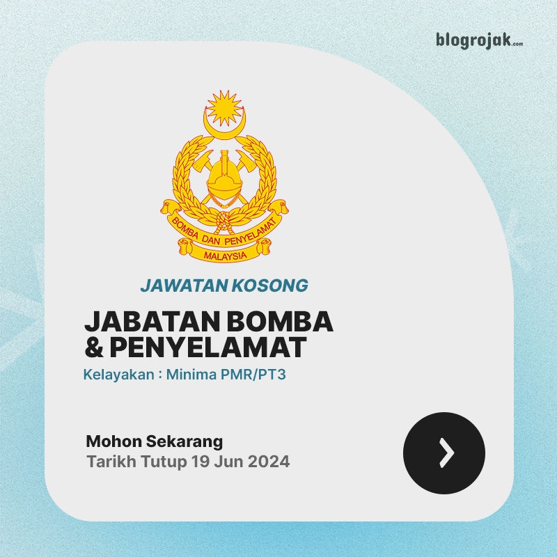 Jawatan Kosong Jabatan BOMBA : Kelayakan Minima PMR PT3 Ambilan Jun 2024