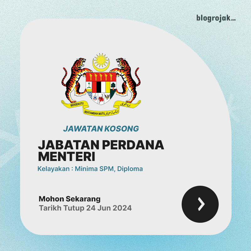 Jawatan Kosong Jabatan Perdana Menteri : Pelbagai Jawatan Ambilan Jun 2024 ~ Minima SPM Diploma