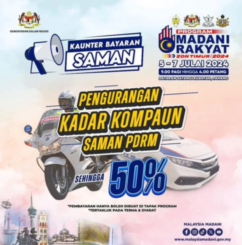 Diskaun Saman PDRM Sehingga 50% Di Program MADANI Rakyat