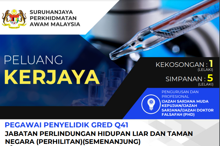 Jawatan Kosong Jabatan Perlindungan Hidupan Liar & Taman Negara(PERHILITAN) ~ 49 Kekosongan Ambilan Ogos 2024