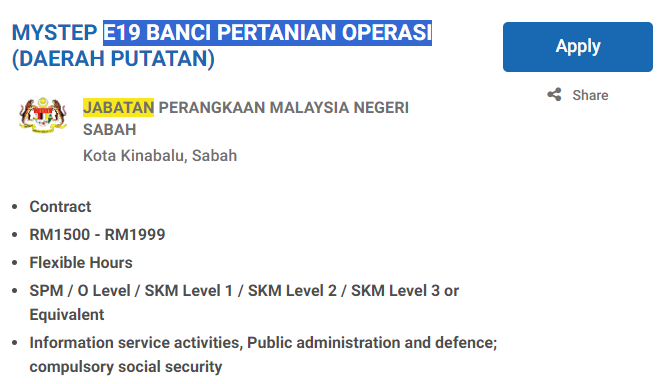 Jawatan Kosong Jabatan Perangkaan Malaysia ~ Minima SPM Ambilan Ogos 2024